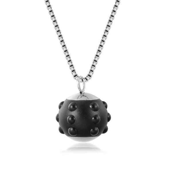 Stainless Steel Pulsed Magnetic Ball-Shaped Pendant.  Rotating Center, Elegant Modern Design, Helps to Reduce Stress, and Anxiety, Boosting Cellular Activity and Reducing Inflammation.